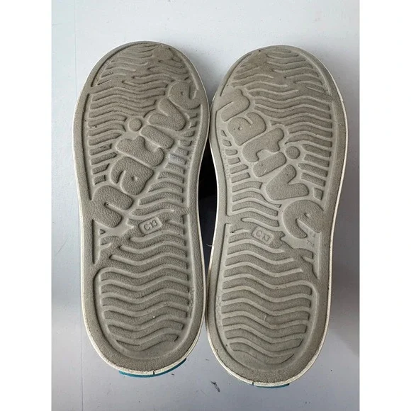 Native Jefferson Sneakers Kids Size C13 Grey Blue Paint Splatter Slip On Shoes - Picture 6 of 6